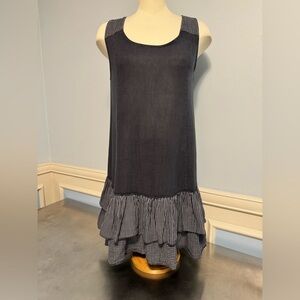Sleeveless linen shift midi dress tunic